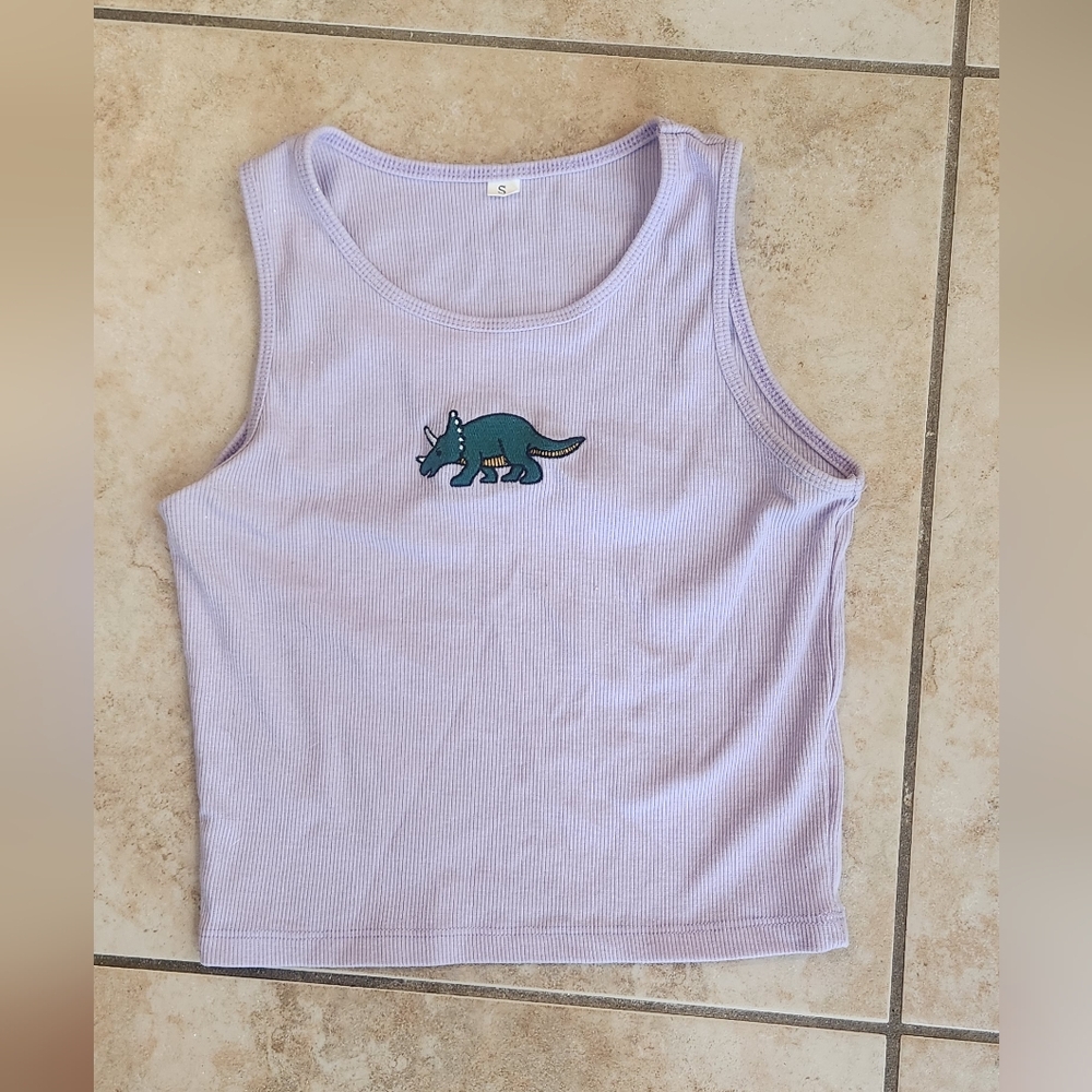 Purple Tank Top with Cute Dinosaur Design